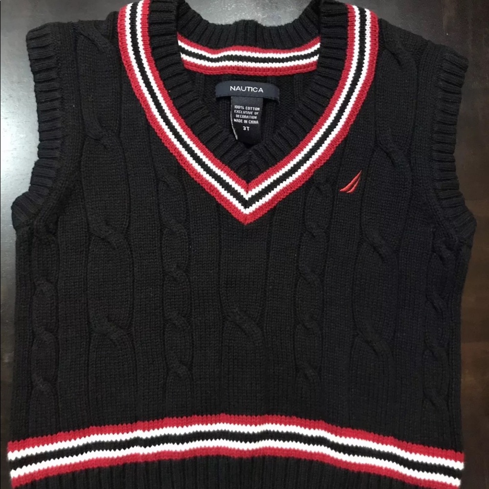 Toddler Vest Size 3T V-Neck Slip Over Cable-Knit Boys